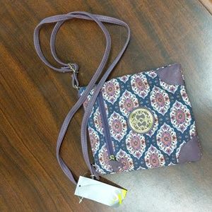 Valerie Stevens Purple Paisley Purse. Cross body style.